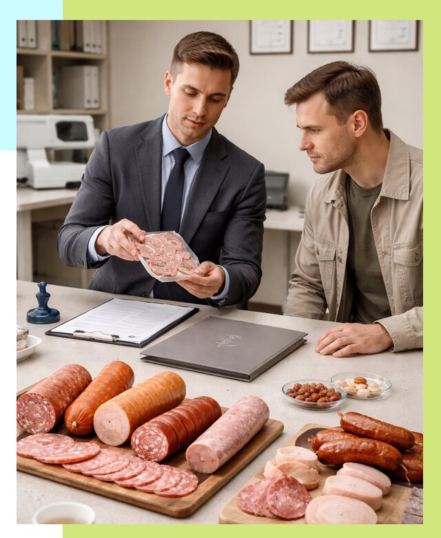 Сертификация колбасных изделий в Соли-Илецке от 7814 р. | Алешин-Сои